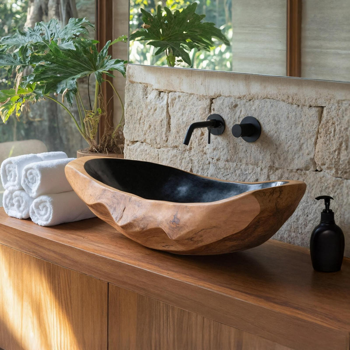 Farmhouse Solid Wood Sink For Rustic Bathroom Makeover