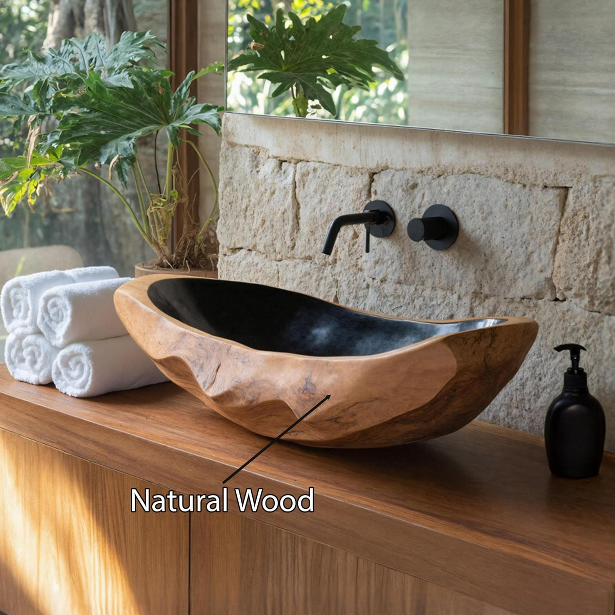 Farmhouse Solid Wood Sink For Rustic Bathroom Makeover