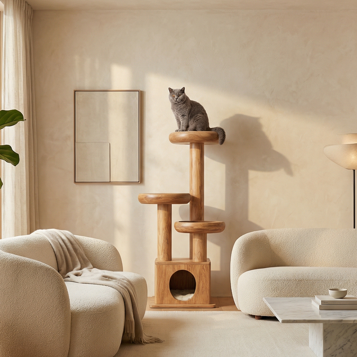 Modern Decorative Cat Tower For Living Room And Pet Lounge