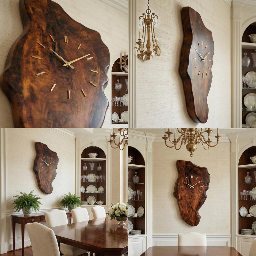 Rustic Wood Wall Clock Solid Wood Living Room
