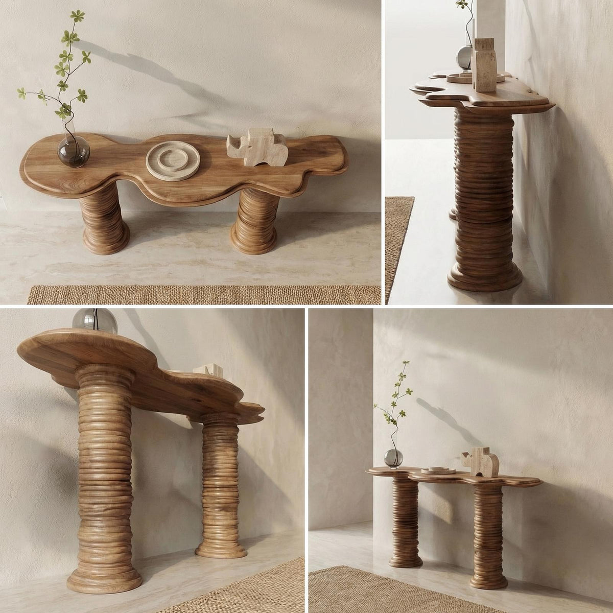 Rustic Console Table, Solid Wood Narrow Sofa Table for Entryway, Living Room & Hallway
