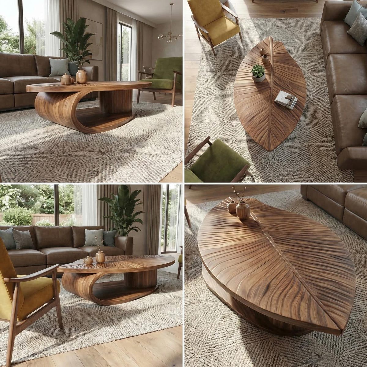Spry Interior Scandinavian Solid Wood Coffee Table, Handcrafted Natural Wood Center Table for Minimalist Living Room Home Decor, SINLSACF334