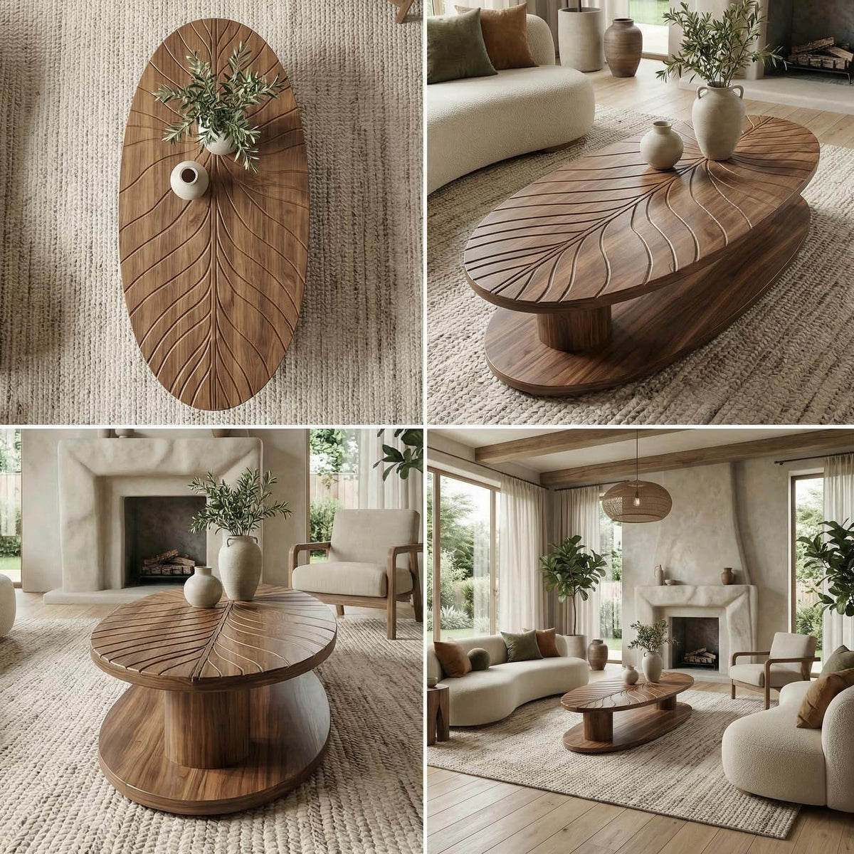 Spry Interior Scandinavian Minimalist Solid Wood Coffee Table, Handcrafted Wooden Center Table for Modern Living Room Home Furniture, SINLSACF336