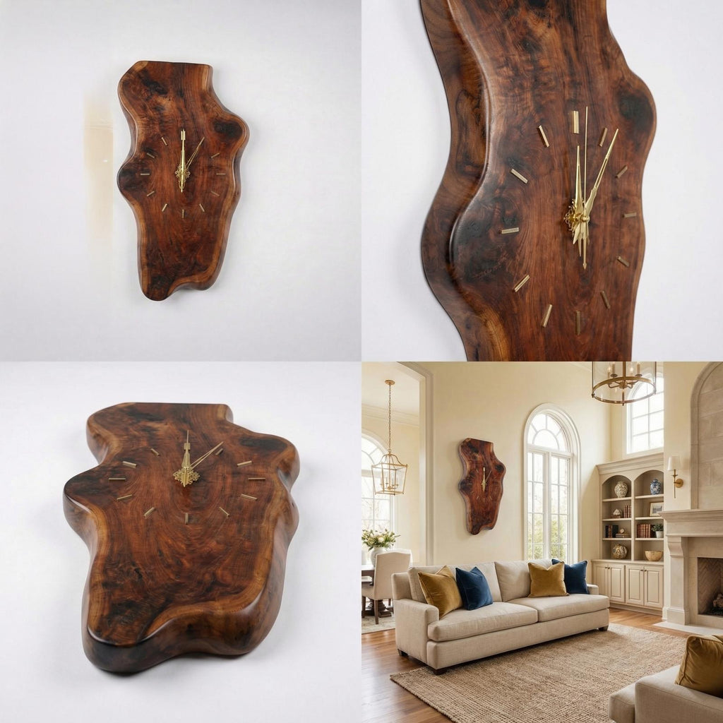 Natural Clock Wood Wall Solid Wood Living Room