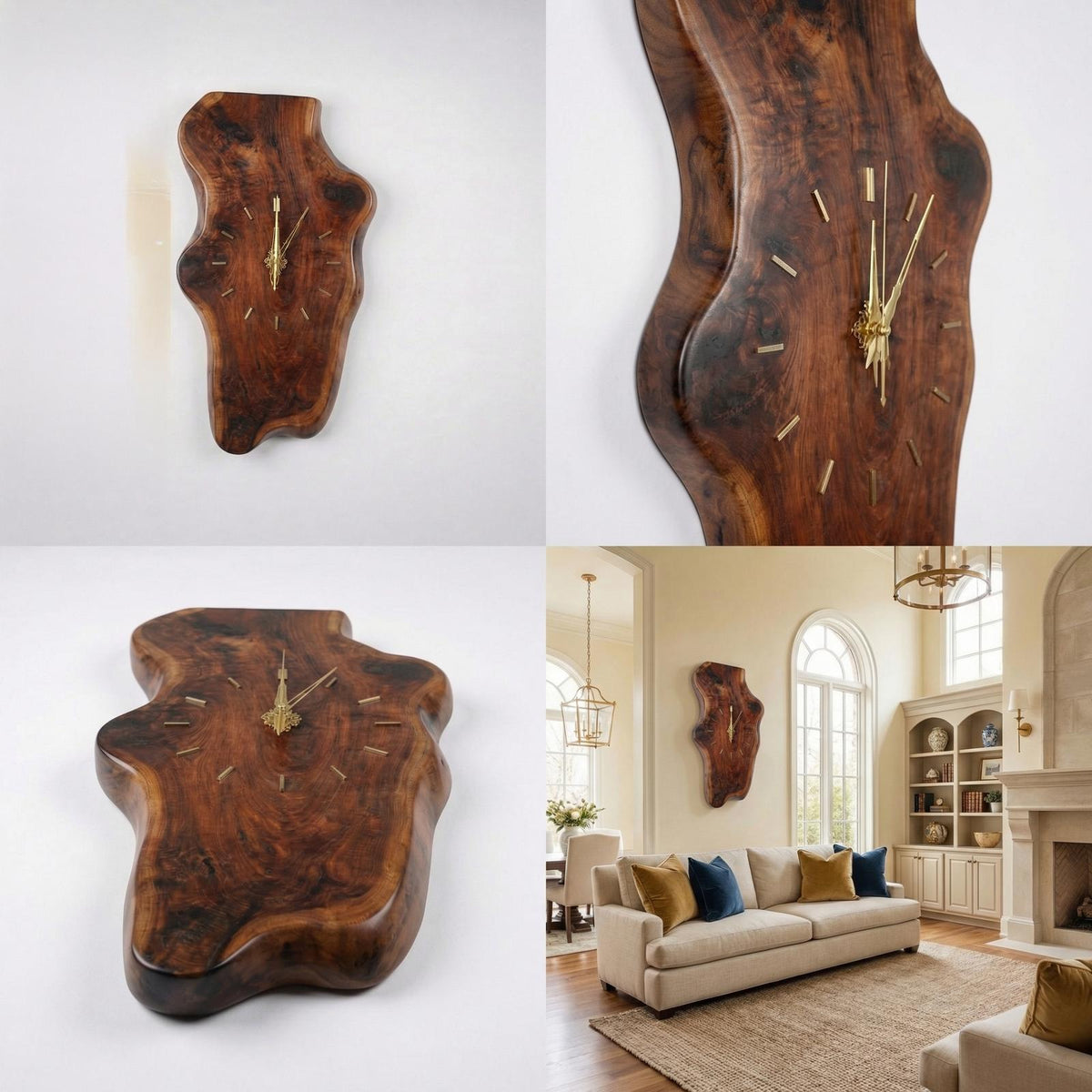 Natural Clock Wood Wall Solid Wood Living Room