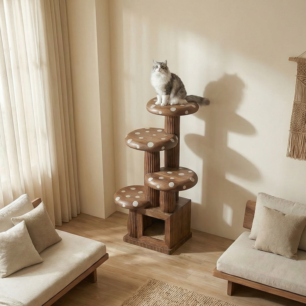 Modern Artistic Musrhroom Cat Tree For Living Room And Pet Corner