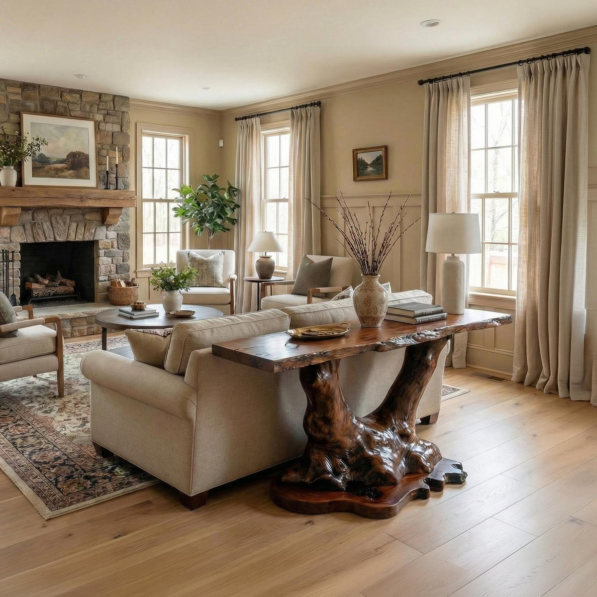 Organic Tree Root Style Console Table Solid Wood Living Room
