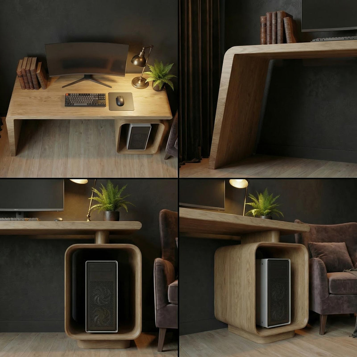 Modern Work Desk, Solid Wood Computer PC Writing Desk for Home Office & Study Room