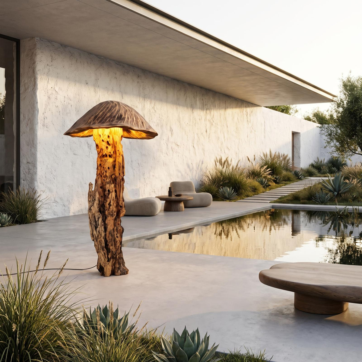 Organic Floor Lamp With Tree Trunk Base And Sculptural Shade For Living Room And Bedroom