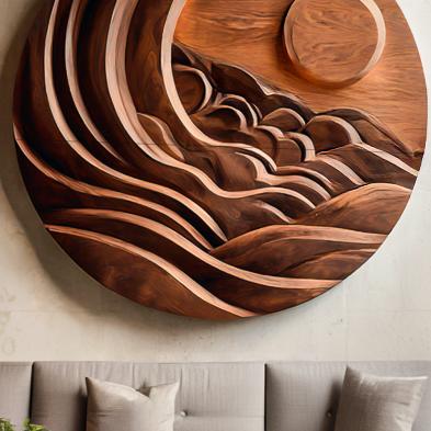 Modern Mountain Sun Wall Art Sculpture For Living Room