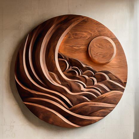 Modern Mountain Sun Wall Art Sculpture For Living Room