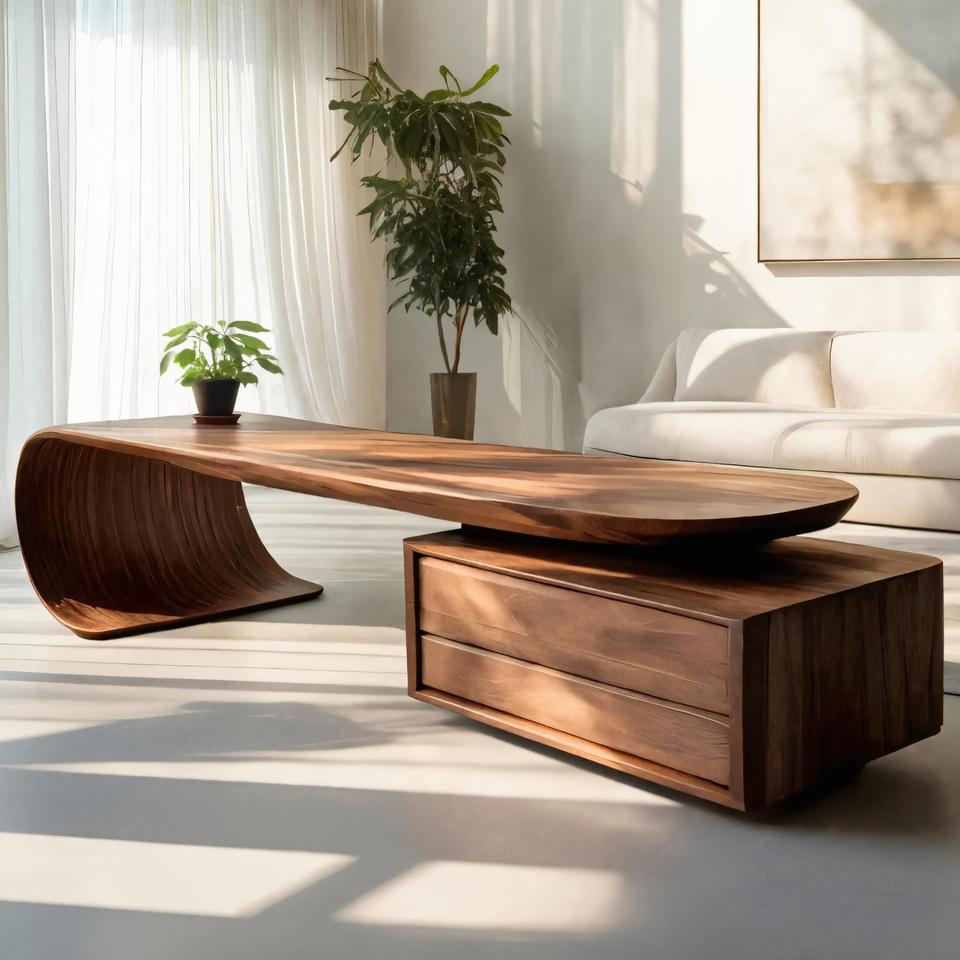 Modern Coffee Table With Sculptural Curved Design For Office SITHTTCF009