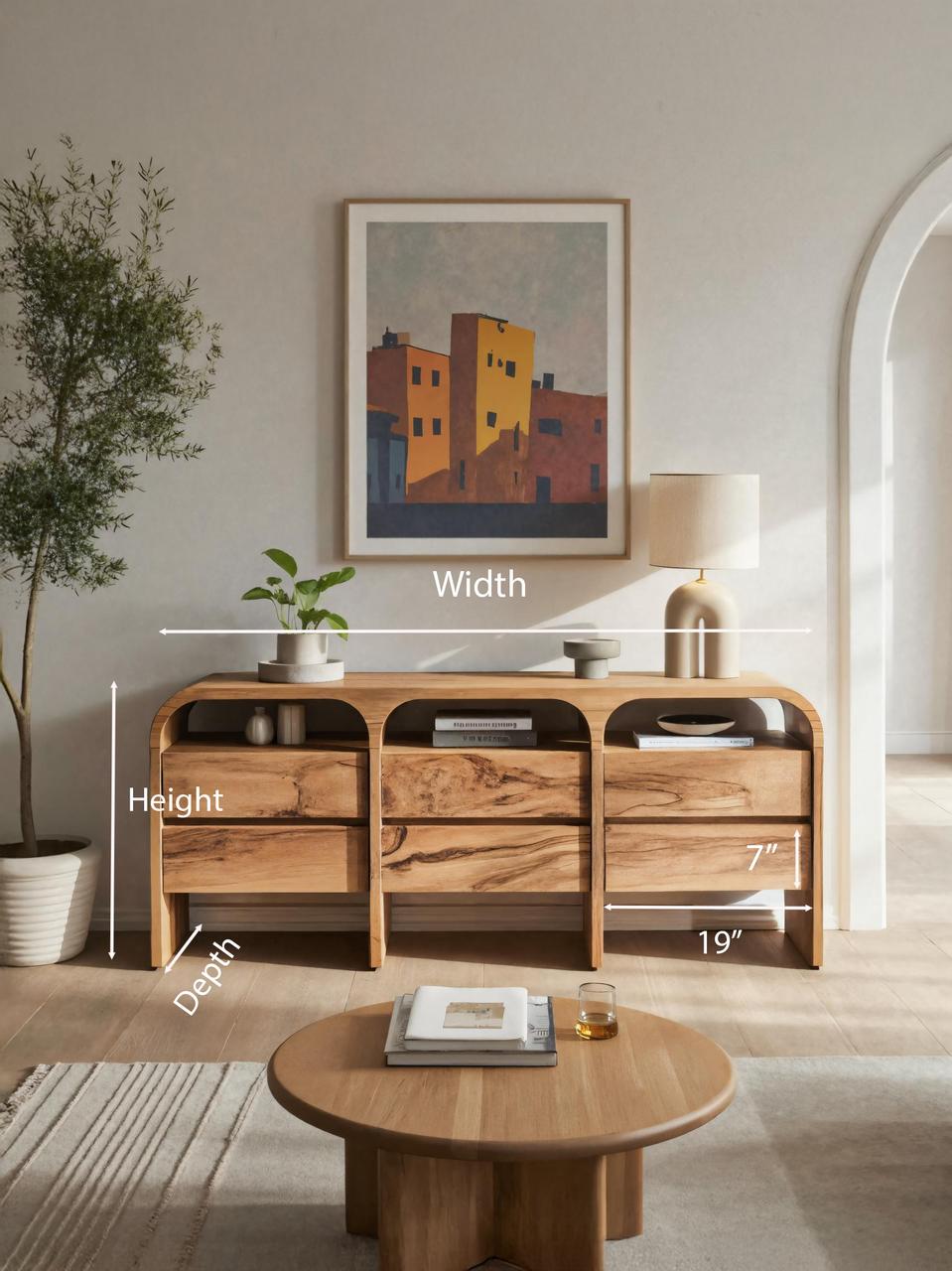 Spry Interior Modern Curved Wood Sideboard, Contemporary Buffet Cabinet & Entryway Credenza Console for Living Room, SITHTTSD001