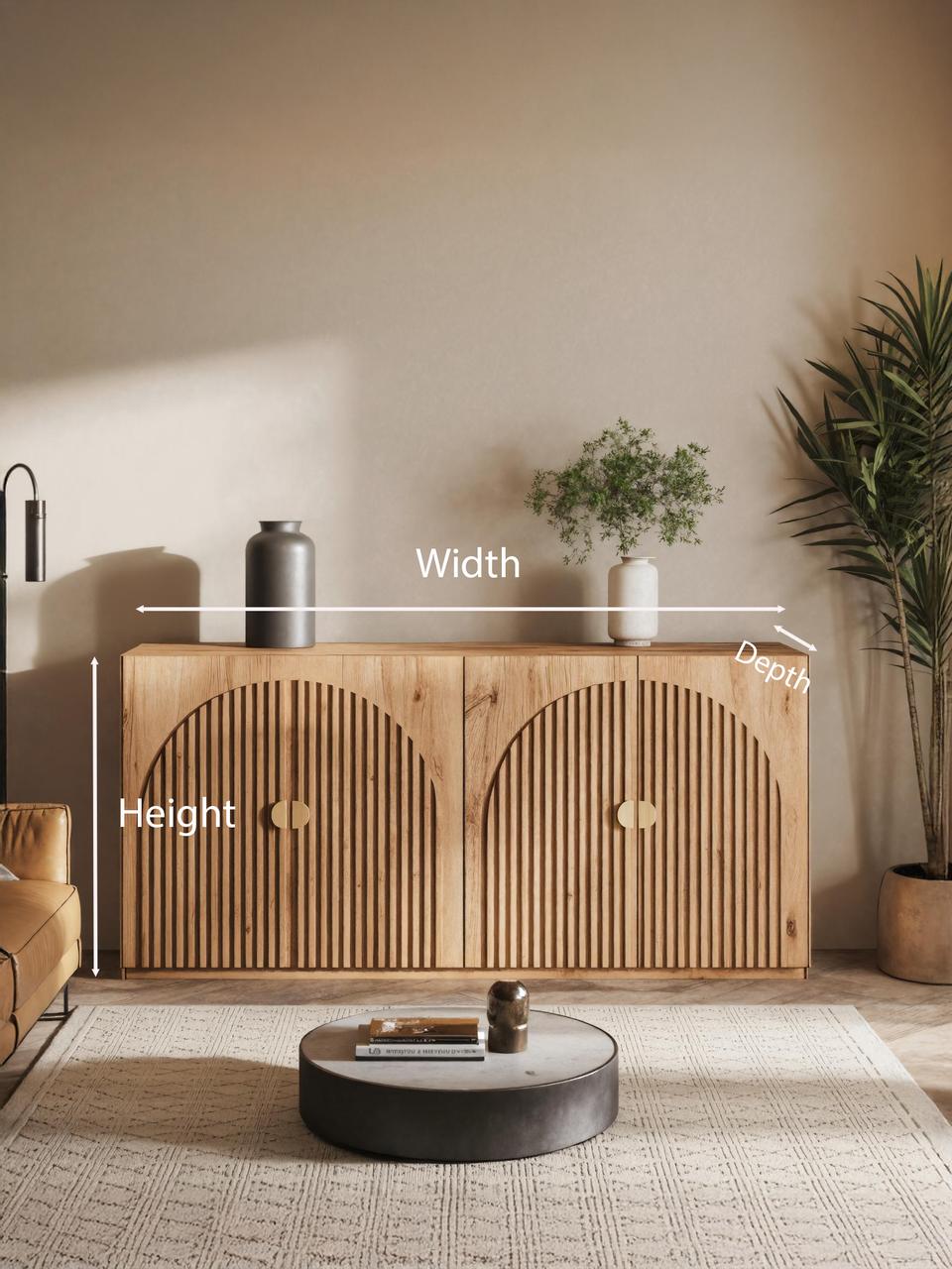 Spry Interior Modern Wood Sideboard with Fluted Arch, Contemporary Buffet Cabinet & Credenza for Dining or Living Room, SITHTTSD004