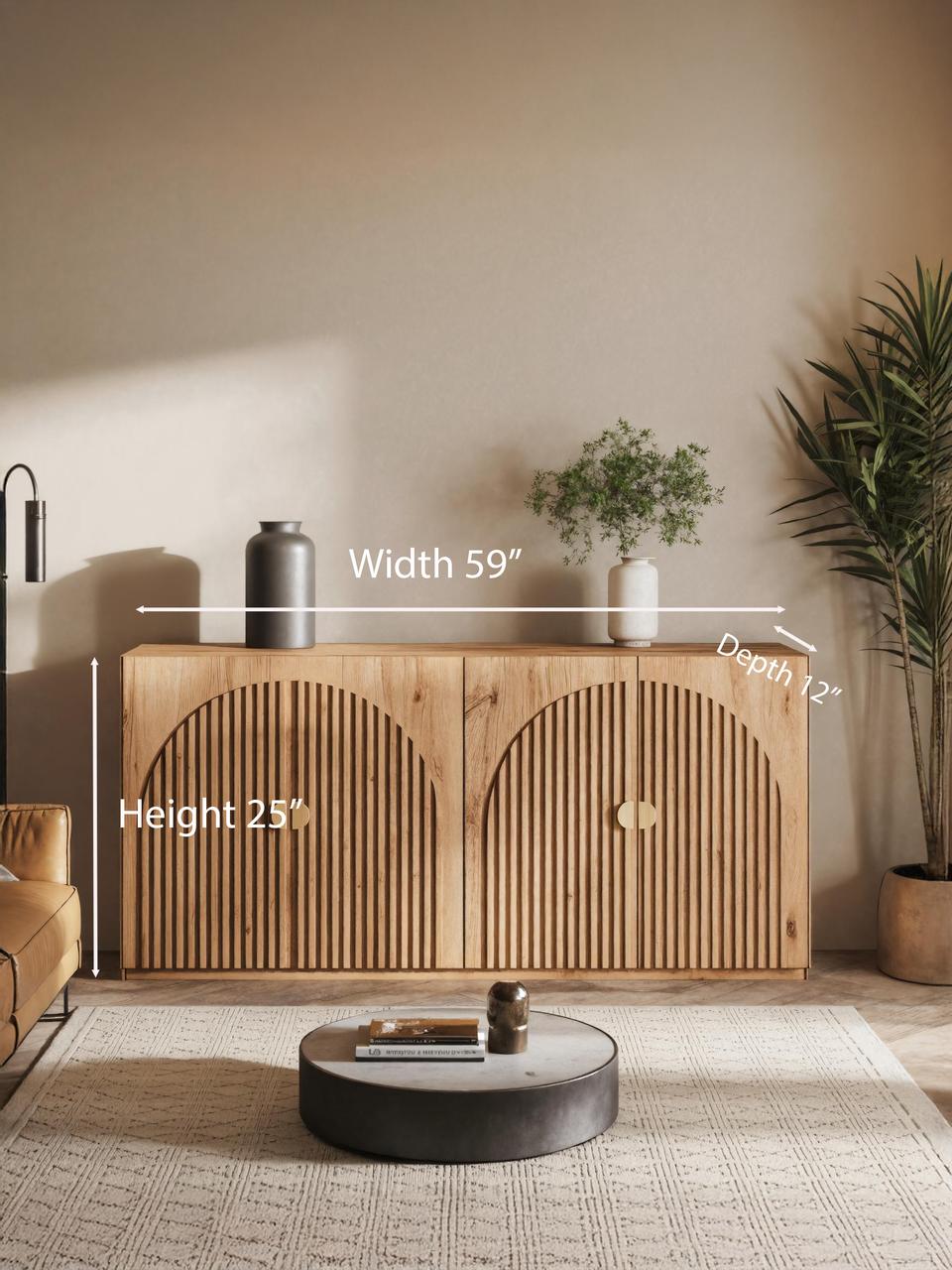Spry Interior Modern Wood Sideboard with Fluted Arch, Contemporary Buffet Cabinet & Credenza for Dining or Living Room, SITHTTSD004