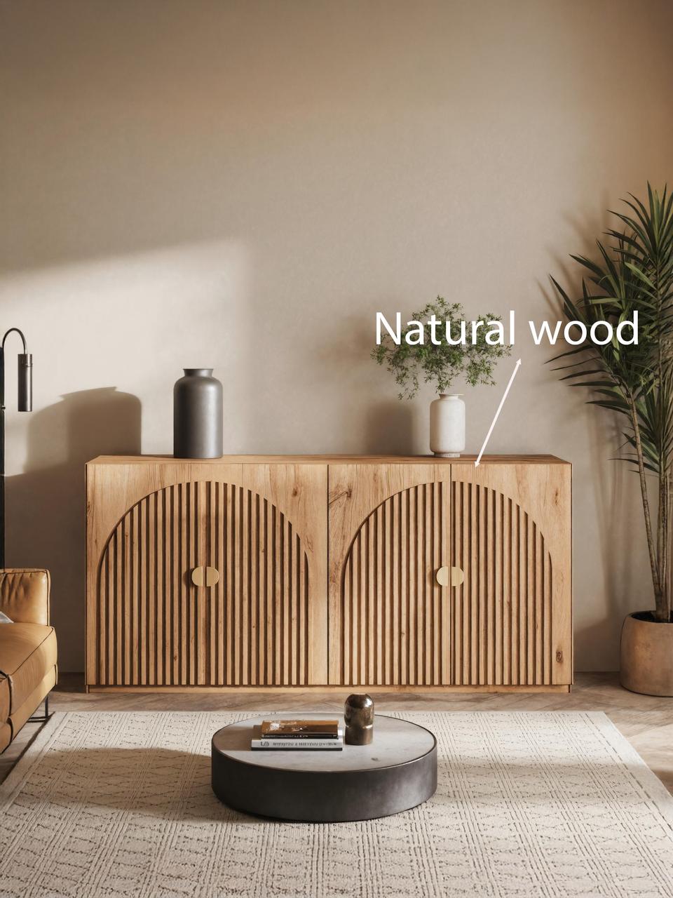 Spry Interior Modern Wood Sideboard with Fluted Arch, Contemporary Buffet Cabinet & Credenza for Dining or Living Room, SITHTTSD004
