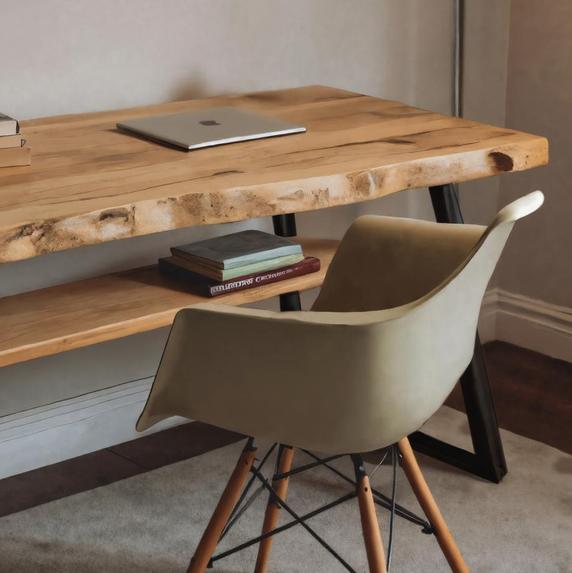 Rustic Wooden Writing Desk with Storage Shelf, Handcrafted Solid Wood Computer Study Table for Home Office