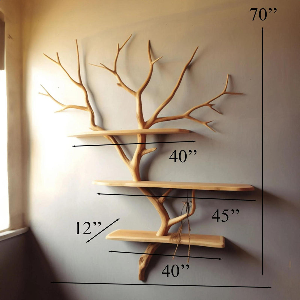 Tree Branch Floating Shelf Wall Mount Bookshelf