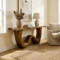 Organic Wave Base Wood Console Table, Sculptural Entryway, Hallway & Sofa Back Table