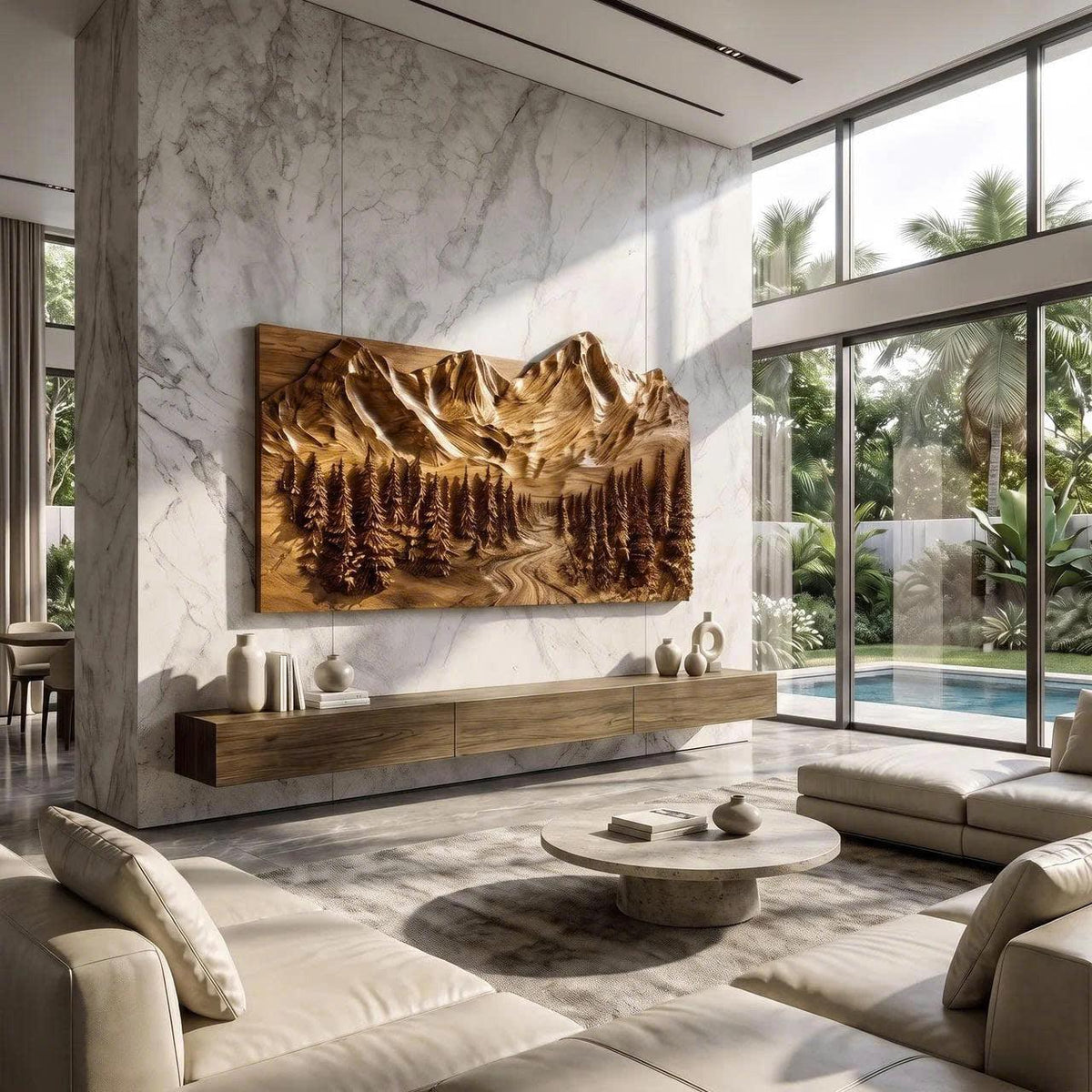 Sculptural Mountain Wall Art For Living Room