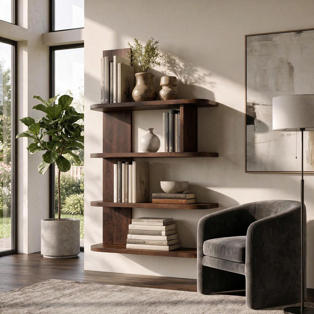 Organic Bookshelf Handcrafted Sculptural Design For Living Room