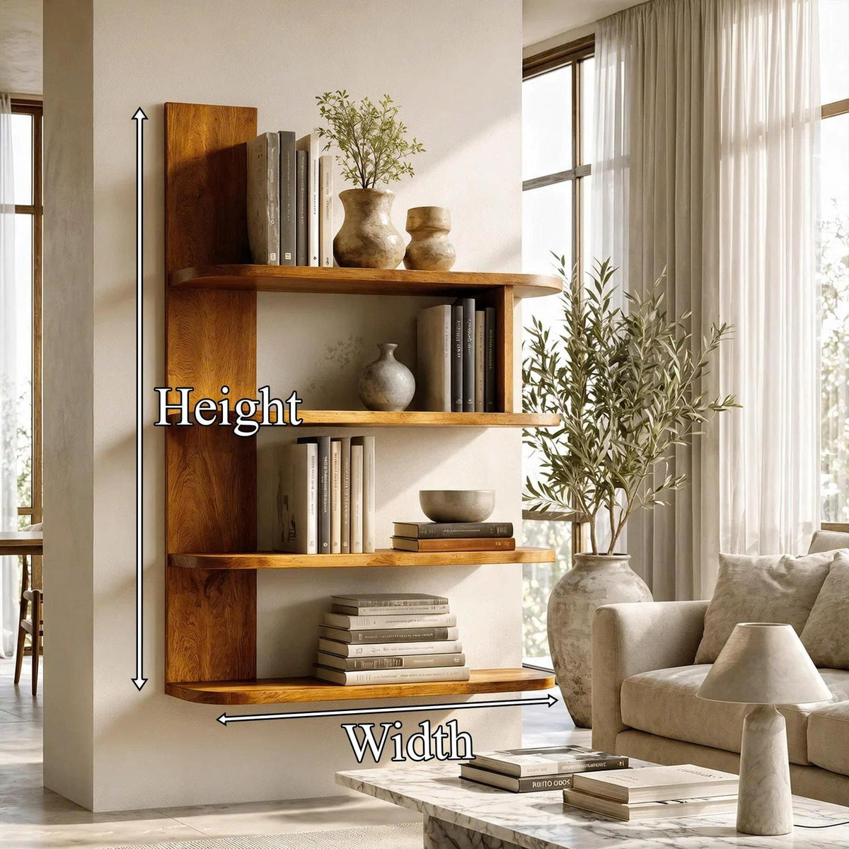 Organic Bookshelf Handcrafted Sculptural Design For Living Room