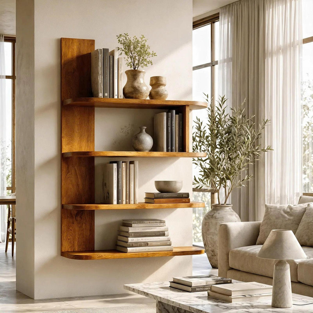 Organic Bookshelf Handcrafted Sculptural Design For Living Room