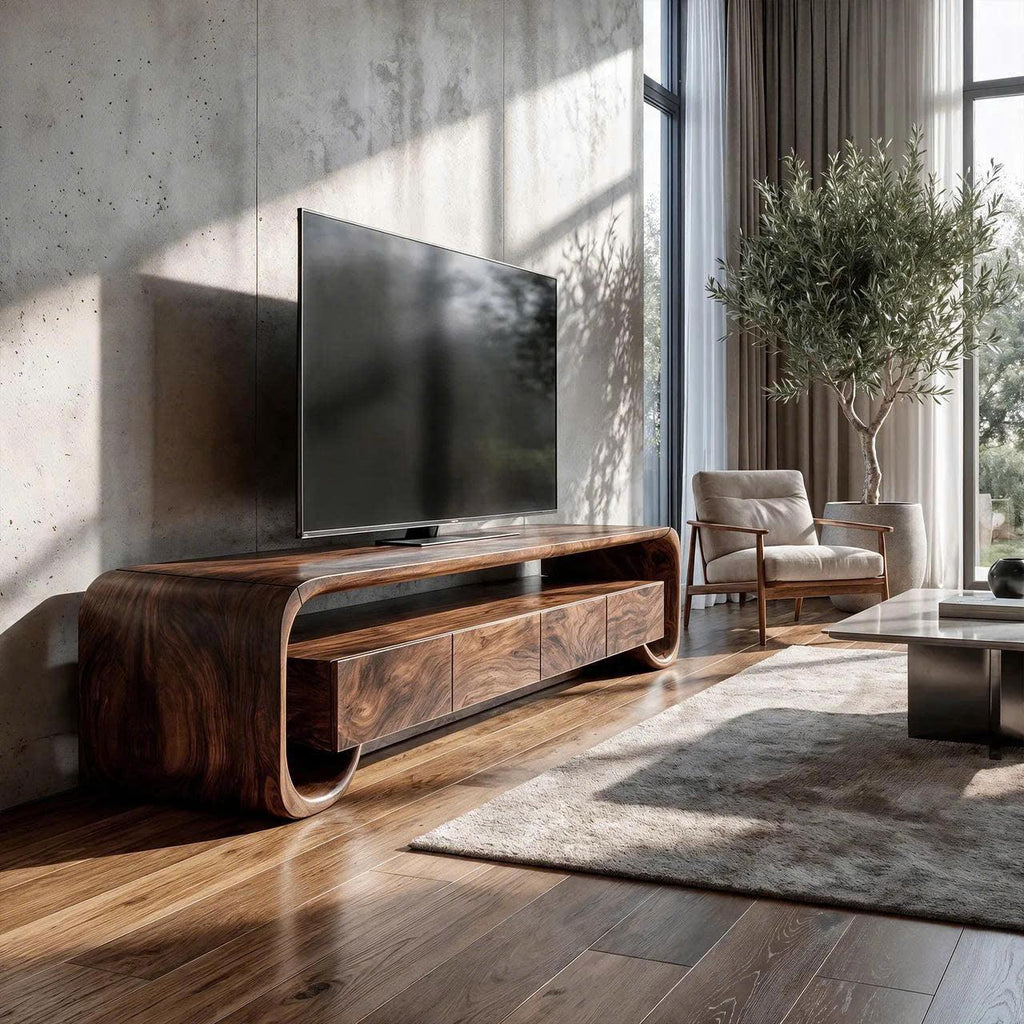 Modern TV Cabinet With Minimal Organic Design For Living Room And Lounge