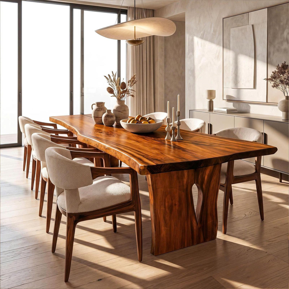 Contemporary Dining Table With Freeform Top For Dining Room
