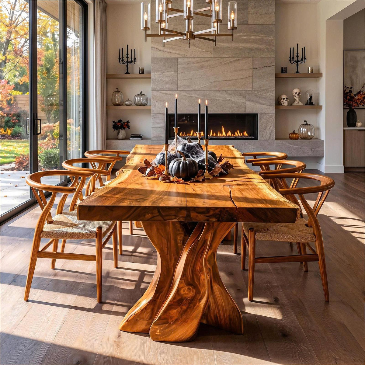 Contemporary Halloween Dining Table With Artistic Tree Form Base For Dining Room