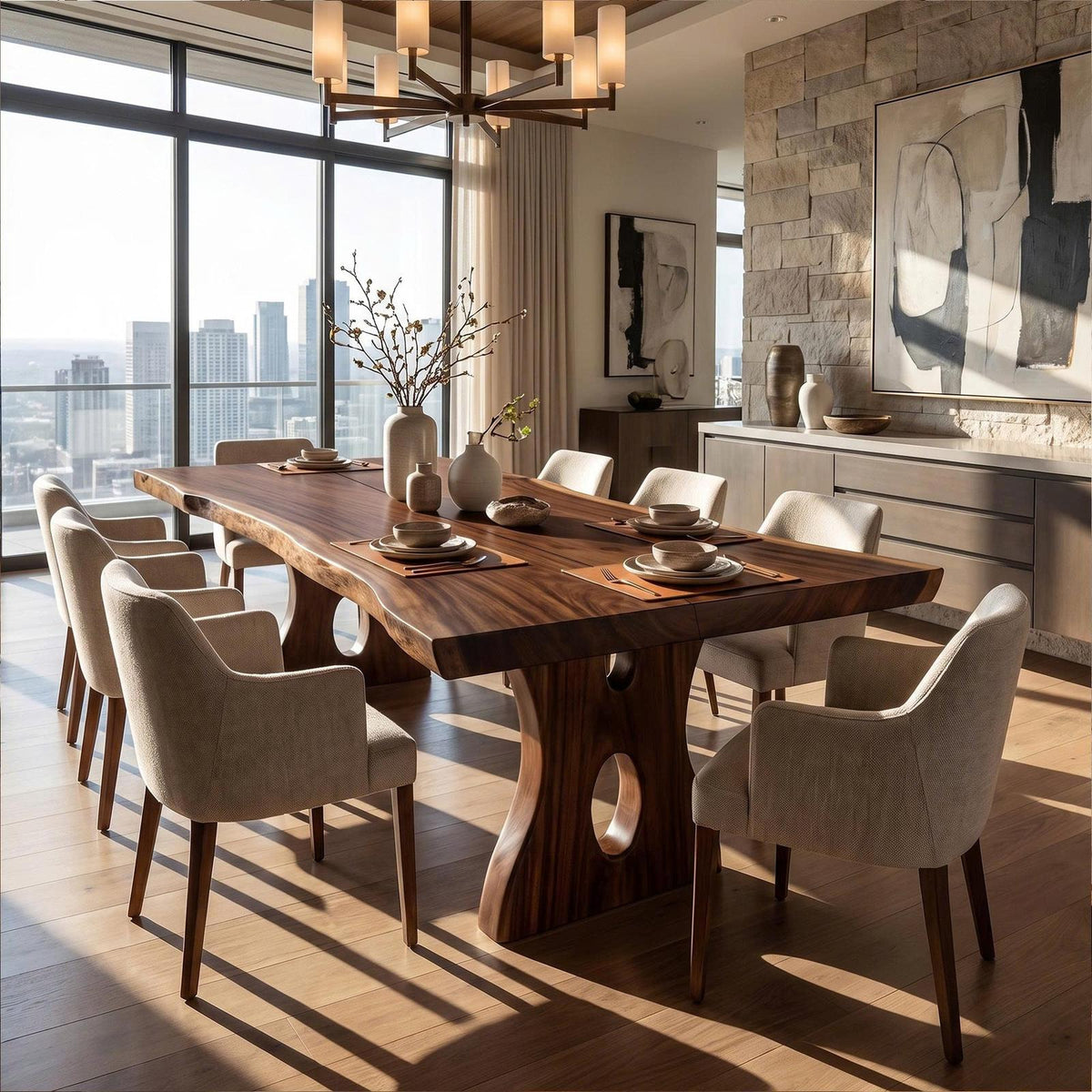 Natural Statement Dining Table With Flowing Organic Silhouette For Dining Room