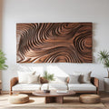 Abstract Sculptural Wood Wall Art With Carved Wave Patterns For Living Room Or Bedroom
