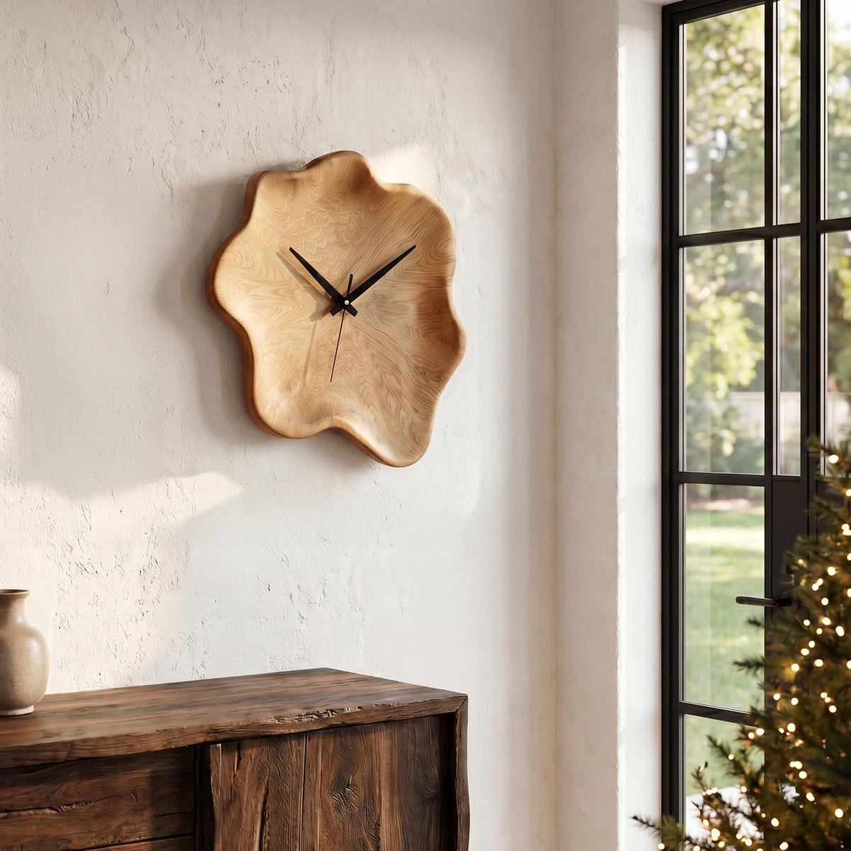 Organic Wall Clock With Natural Live Edge Design For Living Room And Entryway SINLHACK024