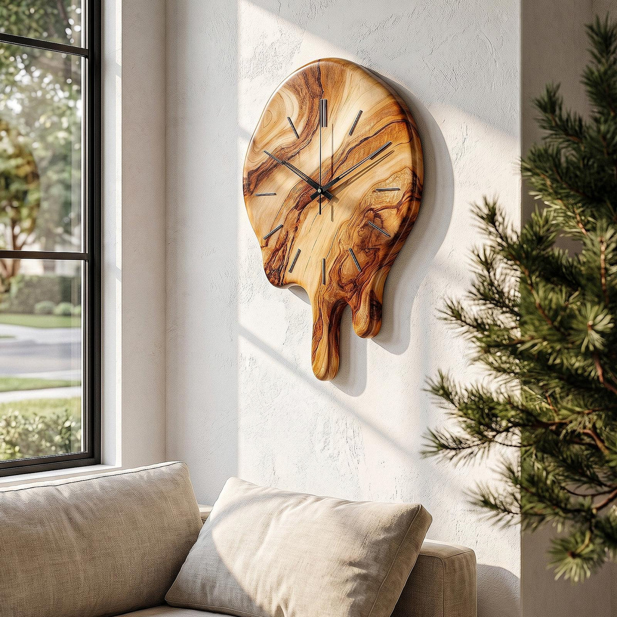 Handcrafted Wood Wall Clock With Live Edge Tree Slice Design For Living Room SINLHACK028