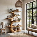 Sculptural Tree Bookshelf Natural Wood Storage For Reading Nook