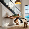 Modern Console Table With Statement Sculptural Base For Living Room