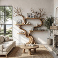 Organic Tree Wall Shelf With Multi Tier Display Shelves For Home