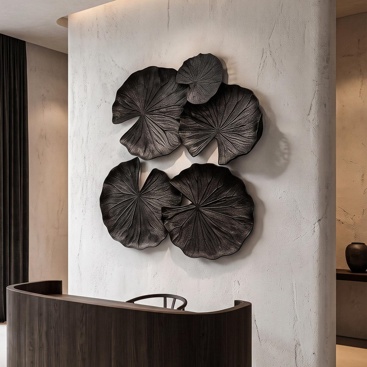 Modern Wood Wall Sculpture With Abstract Floral Design For Living Room