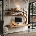 Natural Halloween Desk With Drawers And Spooky Branch Design For Home Office