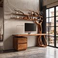 Natural Halloween Tree Desk With Spooky Branch Bookshelf For Bedroom