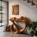 Organic Halloween Sofa Table With Carved Gothic Inspired Frame For Foyer