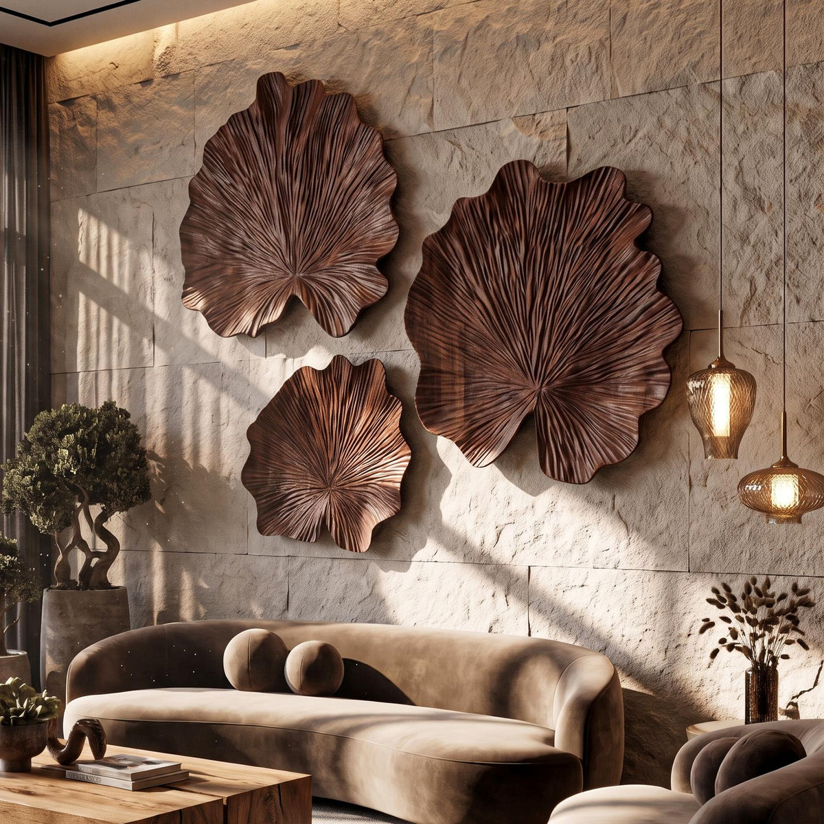 Sculptural Leaf Wall Decor For Living Room And Bedroom SINLHAWD064