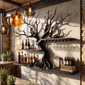 Modern Wooden Wine Rack With Sculptural Tree Frame For Kitchen And Dining Room