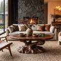 Rustic Coffee Table With Tree Root Inspired Base For Living Room