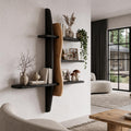 Modern Wall Bookshelf With Asymmetrical Open Shelves For Living Room
