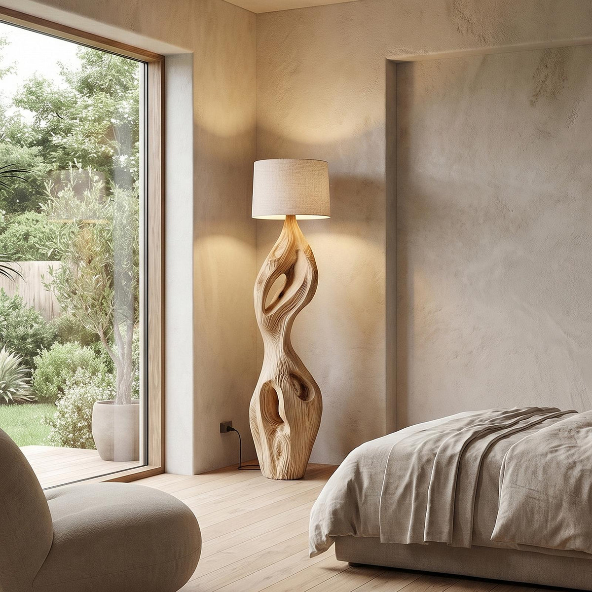 Organic Twisted Floor Lamp Sculptural Double Curve Design Living Room And Bedroom