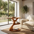Modern Organic Side Table, Multi-Level Solid Wood End Table & Nightstand for Living Room & Bedroom