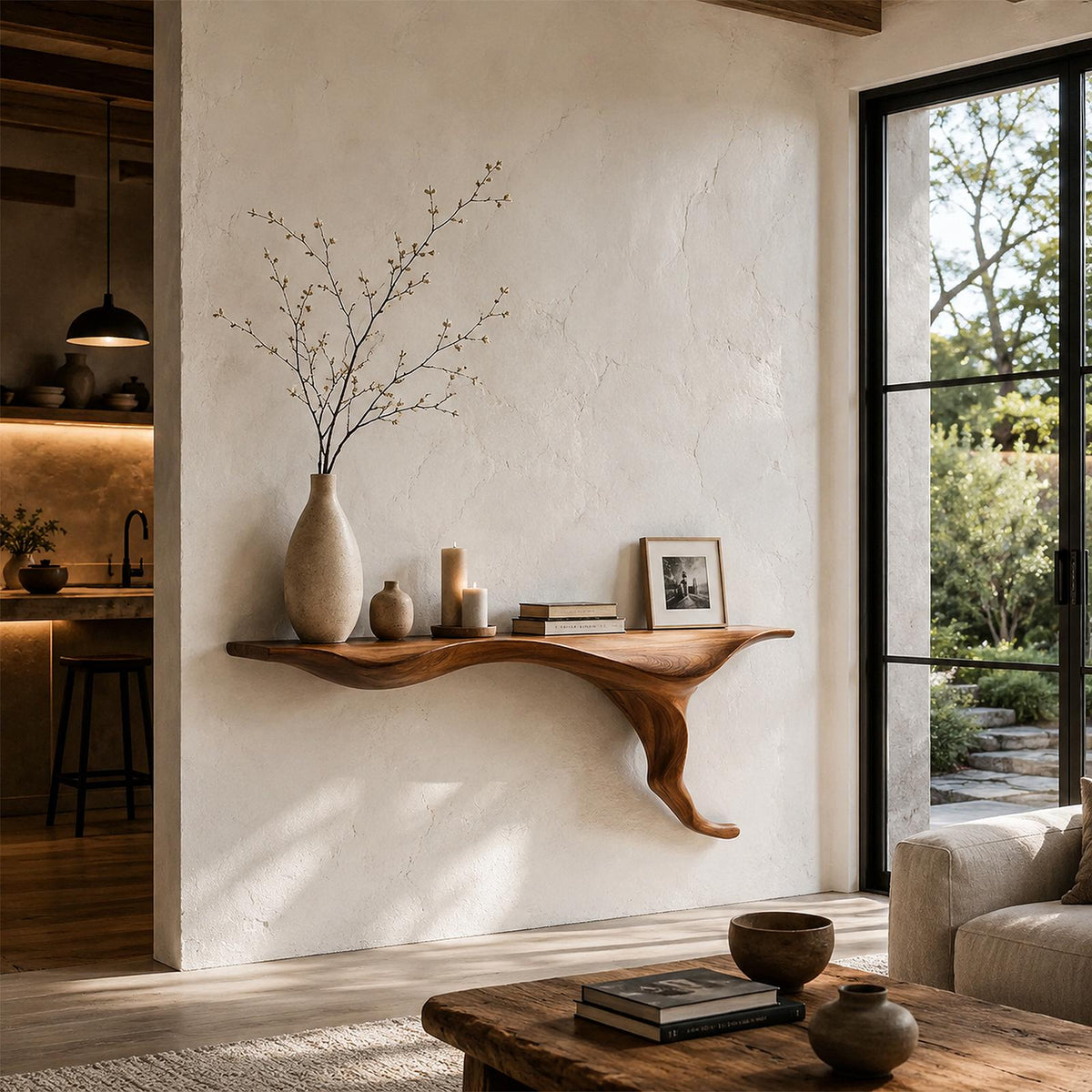 Organic Wall Mounted Console Table With Sculptural Tree Root Design For Entryway SINLHACS656
