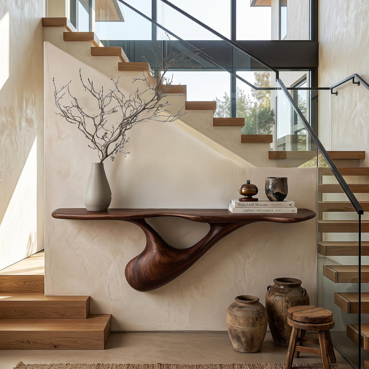 Organic Wall Mounted Console Table With Sculptural Tree Root Design For Entryway SINLHACS656