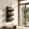 Unique Sculptural Wall Bookshelf, Floating Solid Wood Wave Display Shelf for Living Room & Bedroom